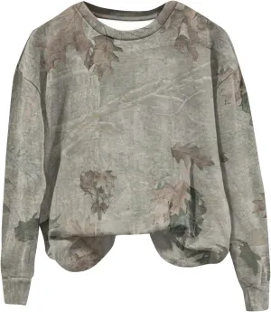 Oversized Camo Sweatshirt For Women Graphic Crewneck Pullover Leaf Print Fall Clothes 2024 Long Sleeve Tops