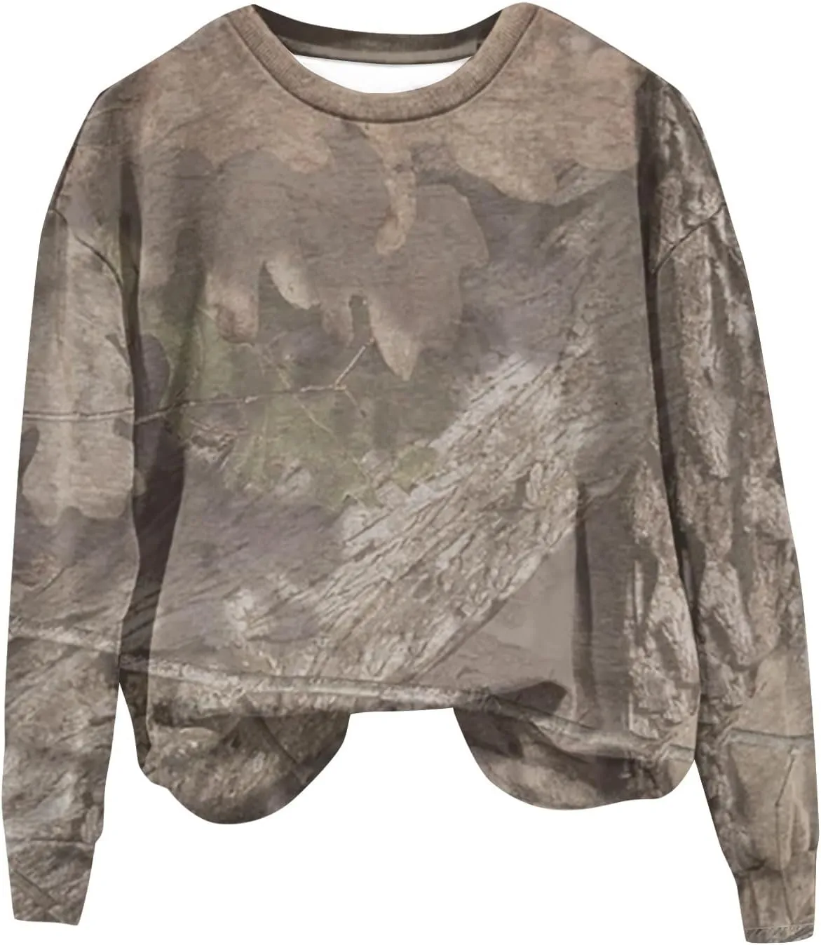 Oversized Camo Sweatshirt For Women Graphic Crewneck Pullover Leaf Print Fall Clothes 2024 Long Sleeve Tops