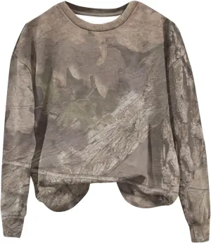 Oversized Camo Sweatshirt For Women Graphic Crewneck Pullover Leaf Print Fall Clothes 2024 Long Sleeve Tops