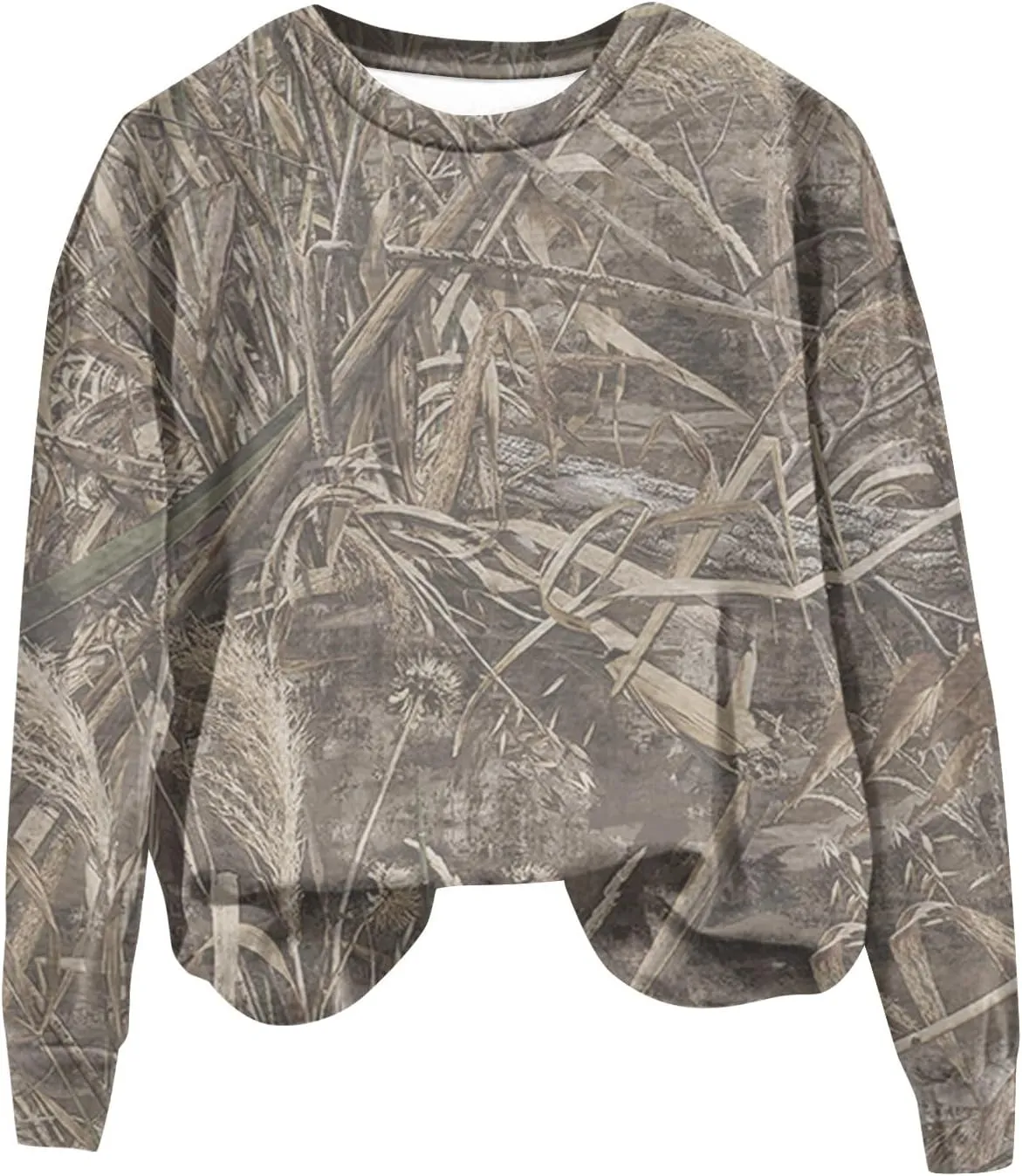 Oversized Camo Sweatshirt For Women Graphic Crewneck Pullover Leaf Print Fall Clothes 2024 Long Sleeve Tops