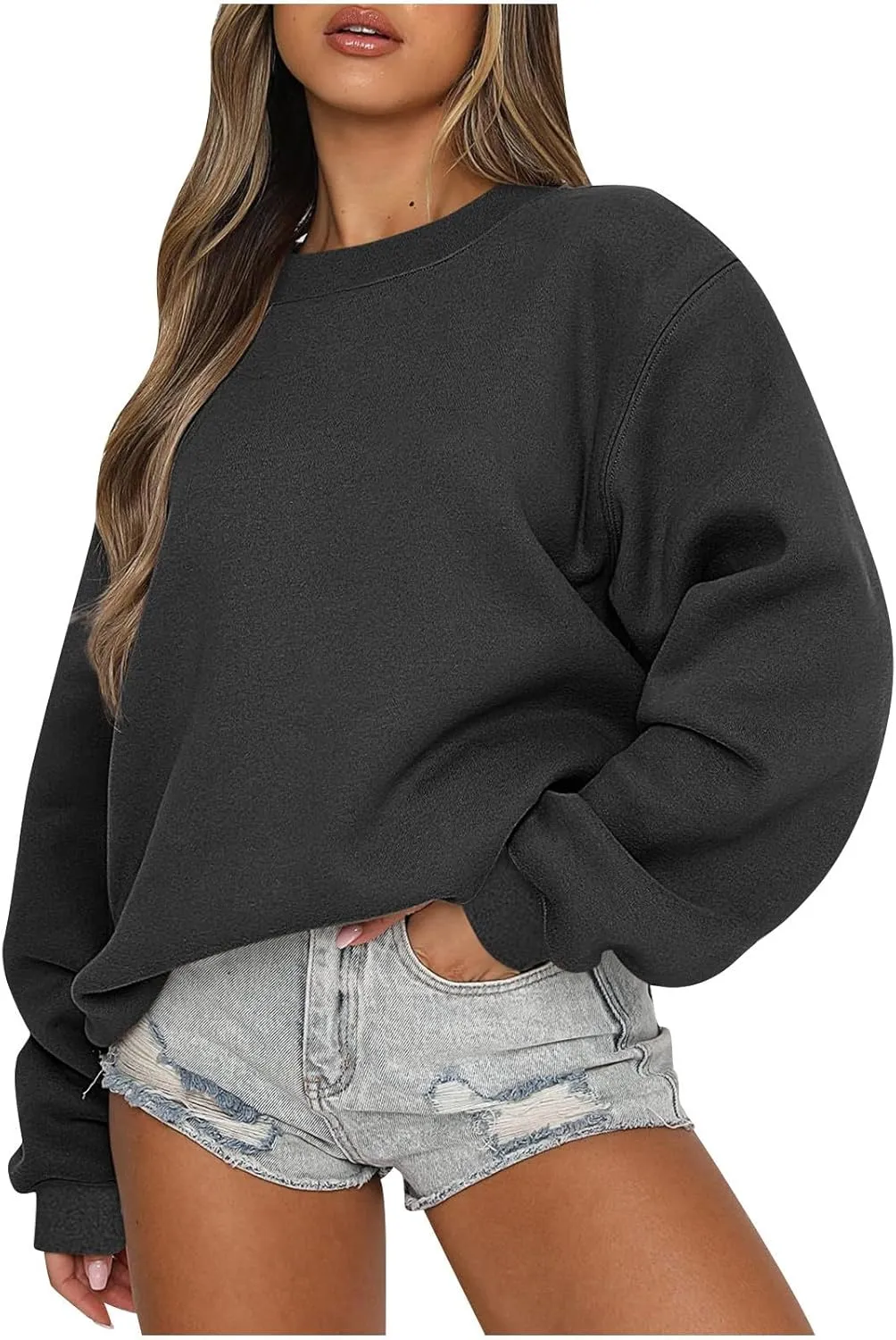 Oversized Crewneck Sweatshirts Women Long Sleeve Fleece Pullover Tops Fall Y2k Sweater Cute Hoodies for Teen Girls