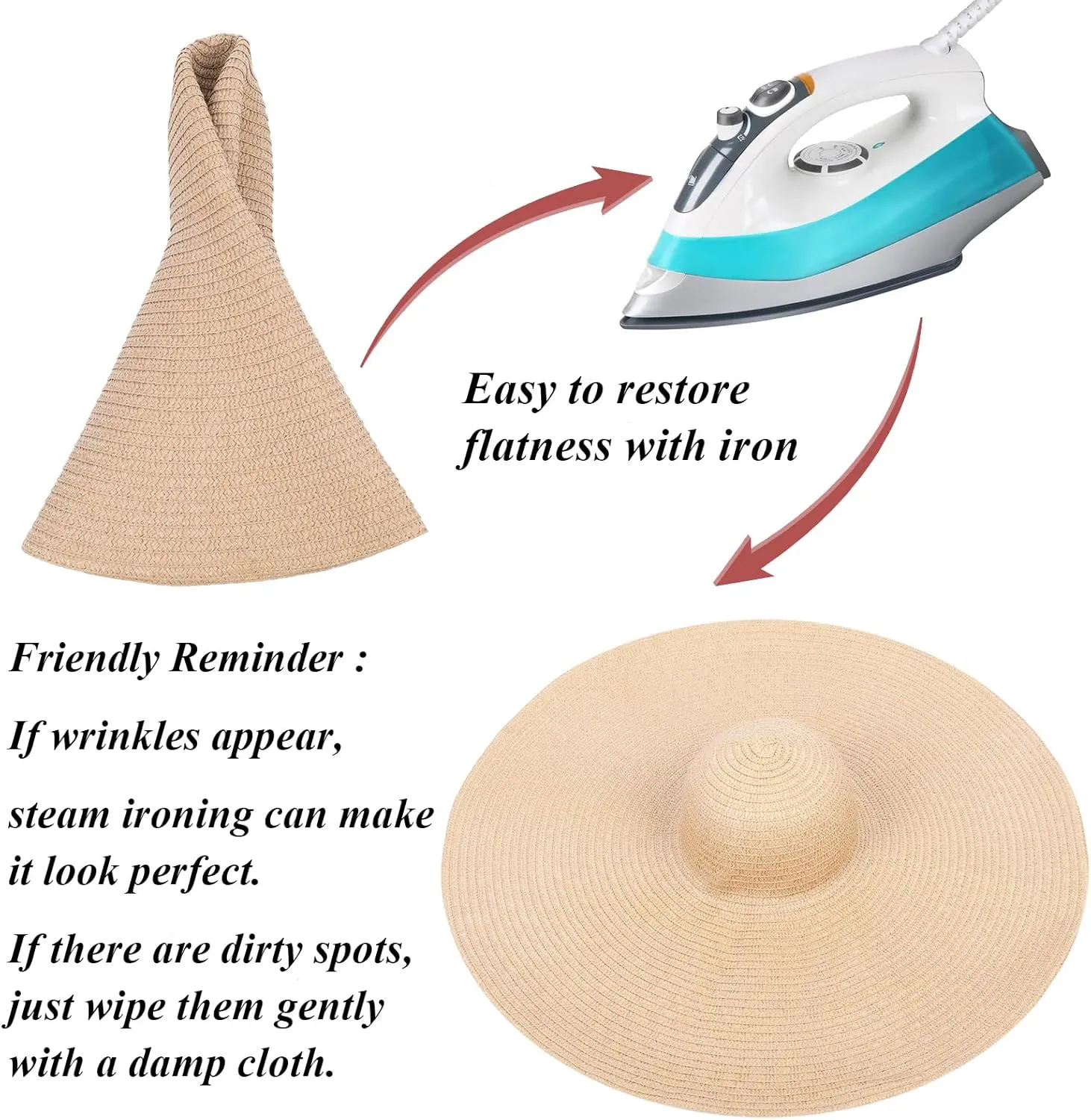 Oversized Sun Straw Hat for Women, UPF 50  Floppy Wide Brim Summer Hat, Foldable Roll Up Travel Hat Beach Hats for Women
