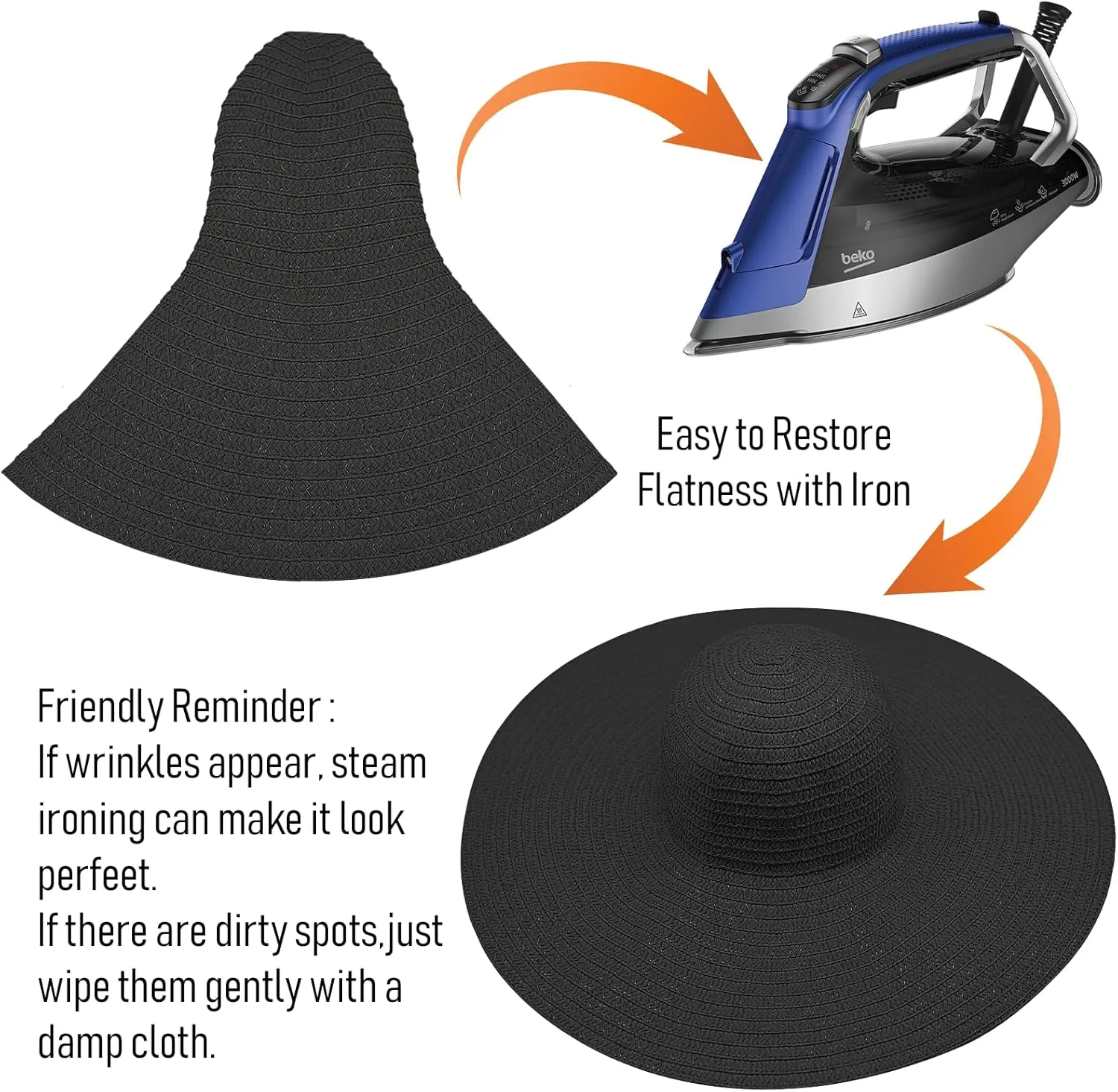 Oversized Sun Straw Hat for Women, UPF 50  Floppy Wide Brim Summer Hat, Foldable Roll Up Travel Hat Beach Hats for Women