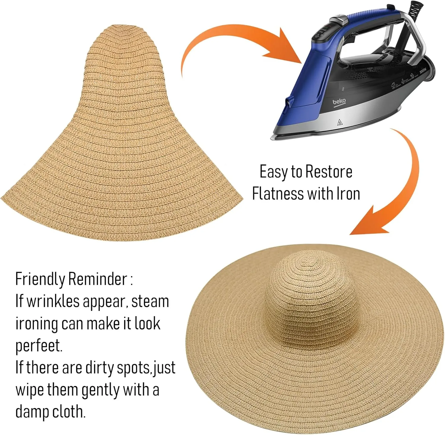 Oversized Sun Straw Hat for Women, UPF 50  Floppy Wide Brim Summer Hat, Foldable Roll Up Travel Hat Beach Hats for Women