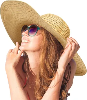 Oversized Sun Straw Hat for Women, UPF 50  Floppy Wide Brim Summer Hat, Foldable Roll Up Travel Hat Beach Hats for Women
