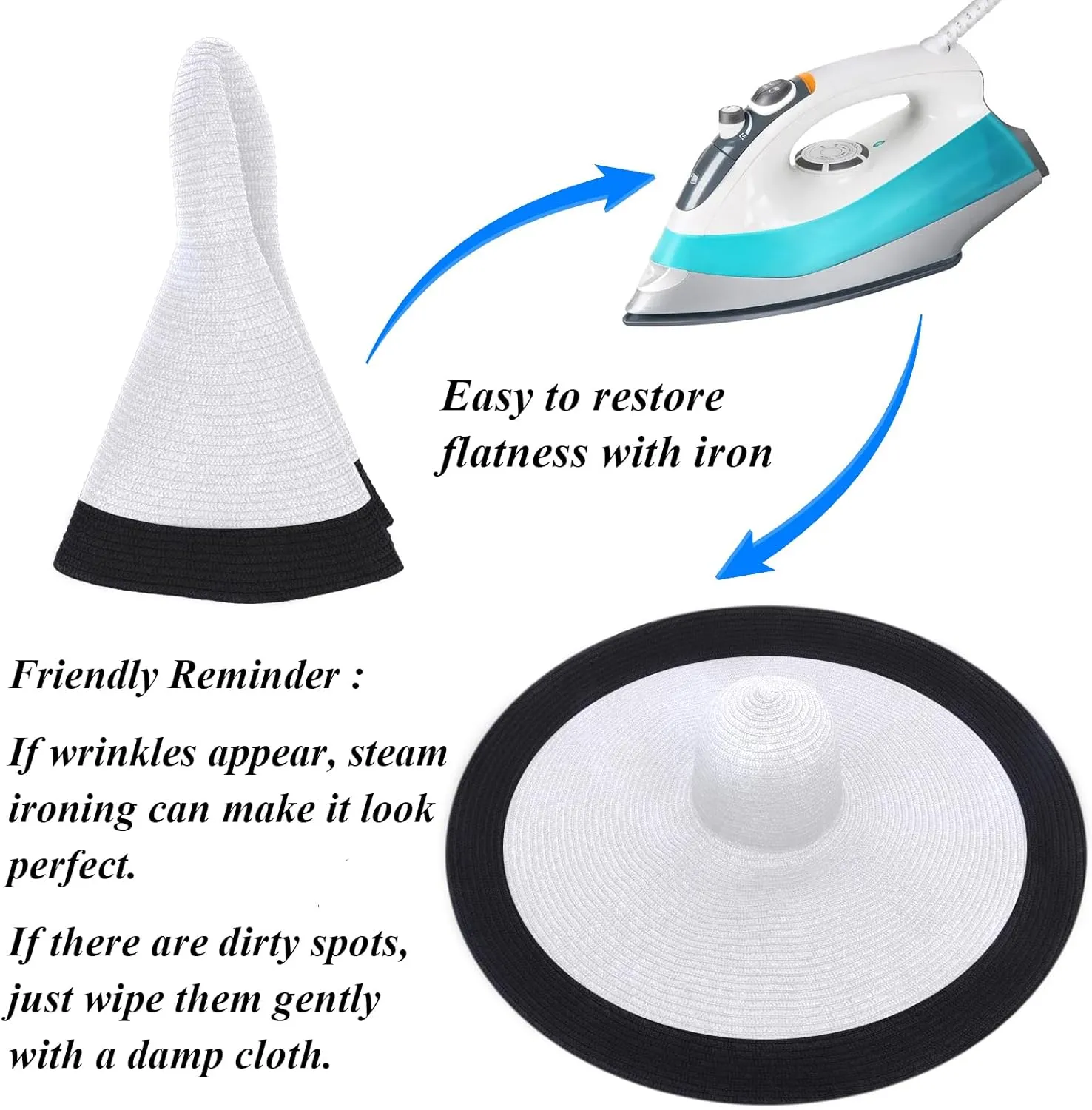 Oversized Sun Straw Hat for Women, UPF 50  Floppy Wide Brim Summer Hat, Foldable Roll Up Travel Hat Beach Hats for Women