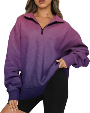 Oversized Sweatshirt For Wome 2023 Quarter Zip Pullover Long Sleeve Sweatshirt Hoodie Sweater Y2K Clothes