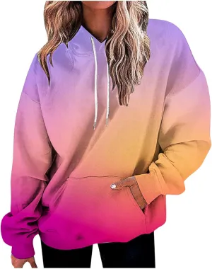 Oversized Sweatshirt for Women Drawstring Tie Dye Hoodies Caual Shirts Pullover Hooded Sweatshirt 2024 Fall