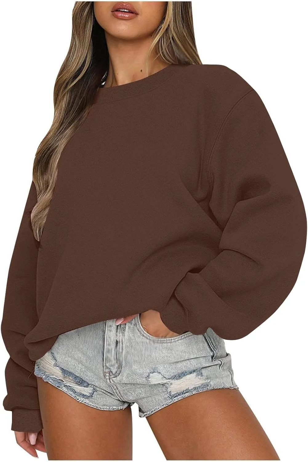 Oversized Sweatshirt for Women Fleece Crewneck Sweatshirts Pullover Tops Fall Sweaters Cute Hoodies Y2k Preppy Clothes