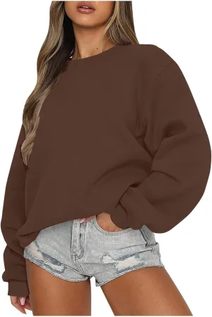 Oversized Sweatshirt for Women Fleece Crewneck Sweatshirts Pullover Tops Fall Sweaters Cute Hoodies Y2k Preppy Clothes