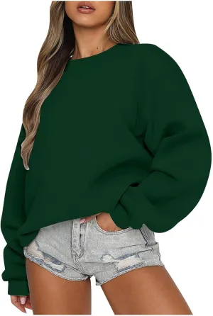 Oversized Sweatshirt for Women Fleece Crewneck Sweatshirts Pullover Tops Fall Sweaters Cute Hoodies Y2k Preppy Clothes