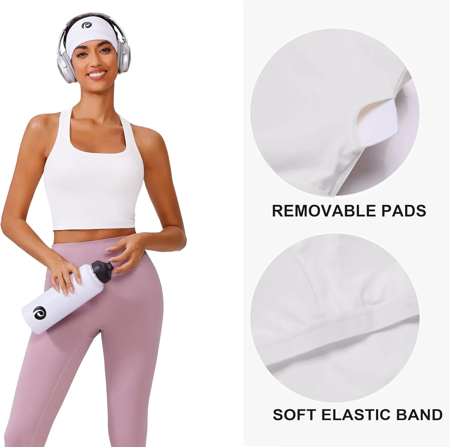 PINSPARK Sports Bra Longline Racerback Tank Tops for Women Padded Workout Yoga Top
