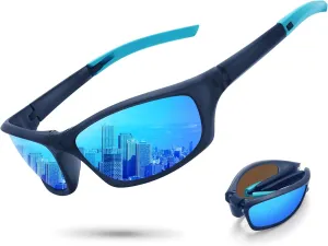 Polarized Sports Folding Sunglasses for Men Women Wrap Around Cycling Fishing Sunglasses UV Protection