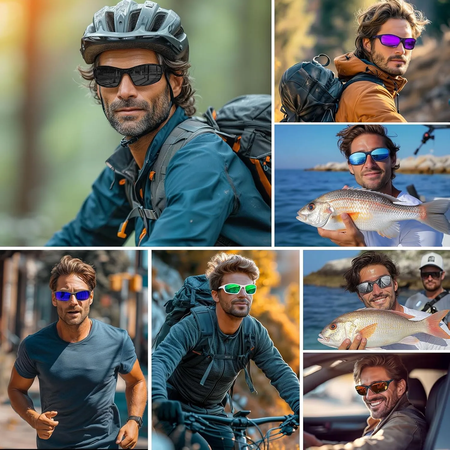 Polarized Sports Folding Sunglasses for Men Women Wrap Around Cycling Fishing Sunglasses UV Protection