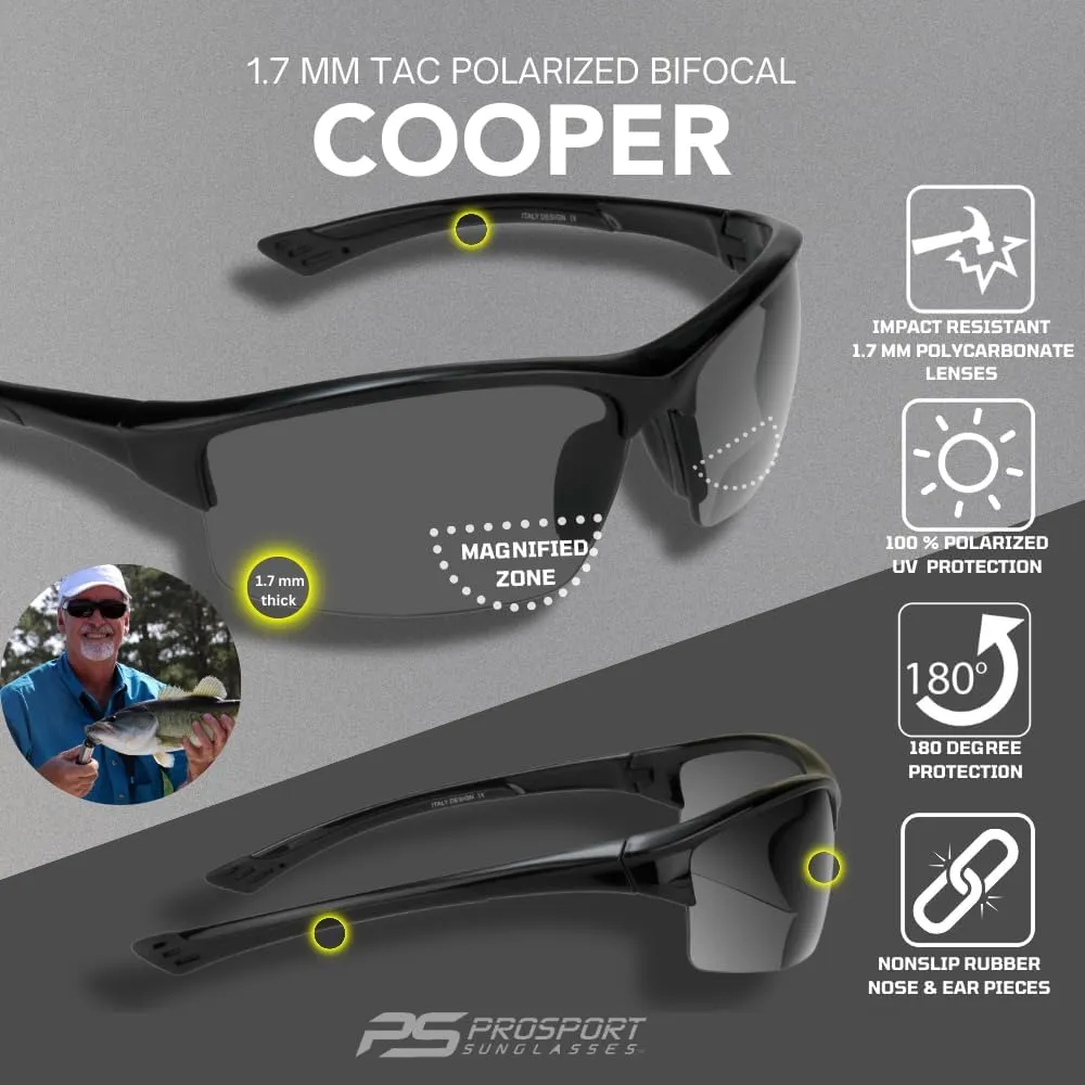 proSPORT Polarized Bifocal Reading Sunglasses Men Women Smoke Brown Lens Tinted Bi-Focal Reader