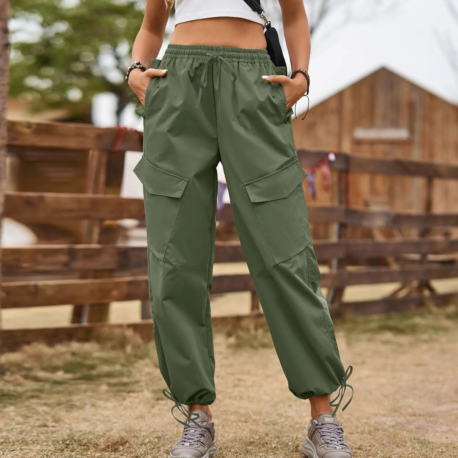 PTOLOCIF N Street Slacks with Loose Straps and Loose Drawstrings