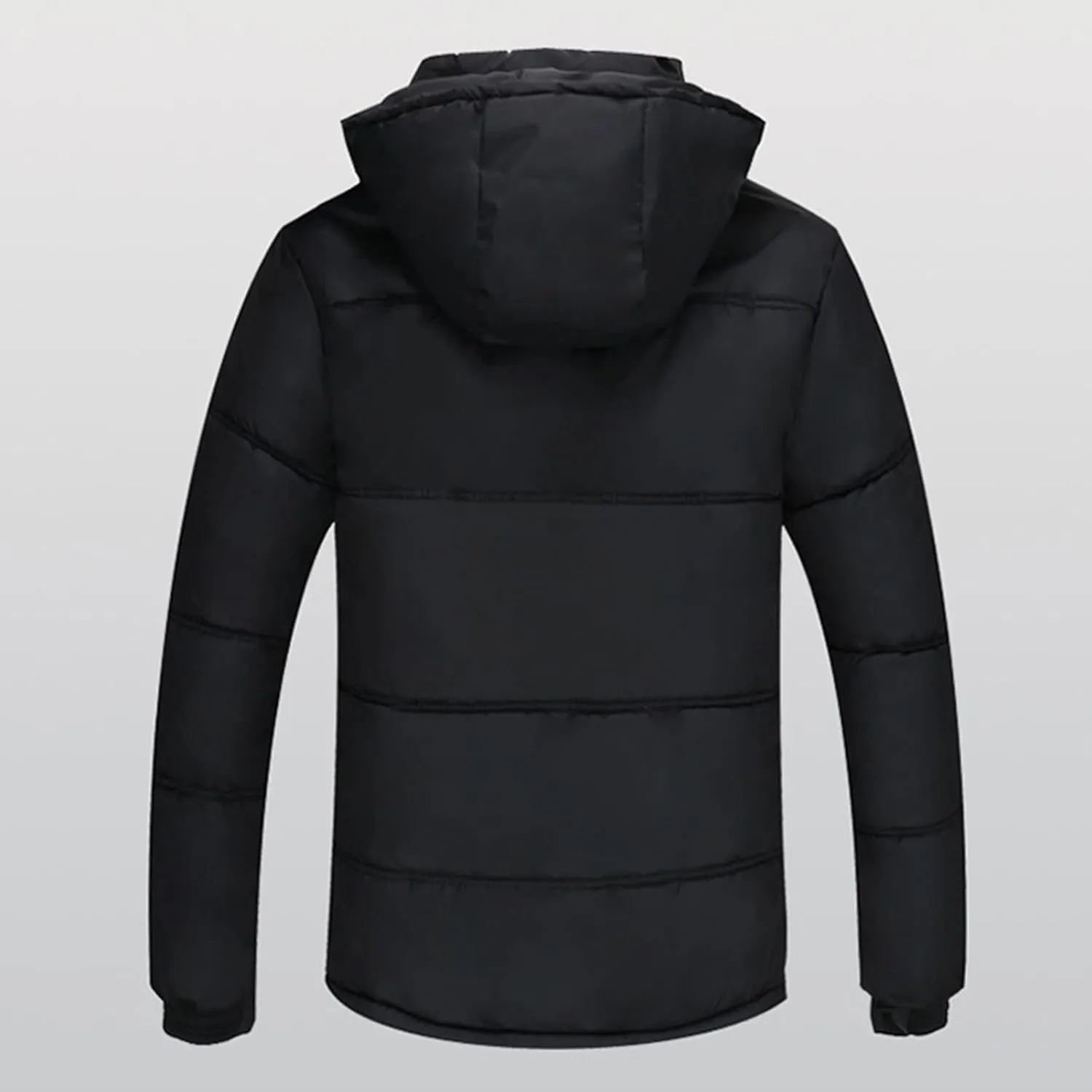 Puffer Jacket Men Fleece Lined Hooded down Jacket Quilted Windbreaker Jacket Warm Insulated Jackets Thermal Winter Coat