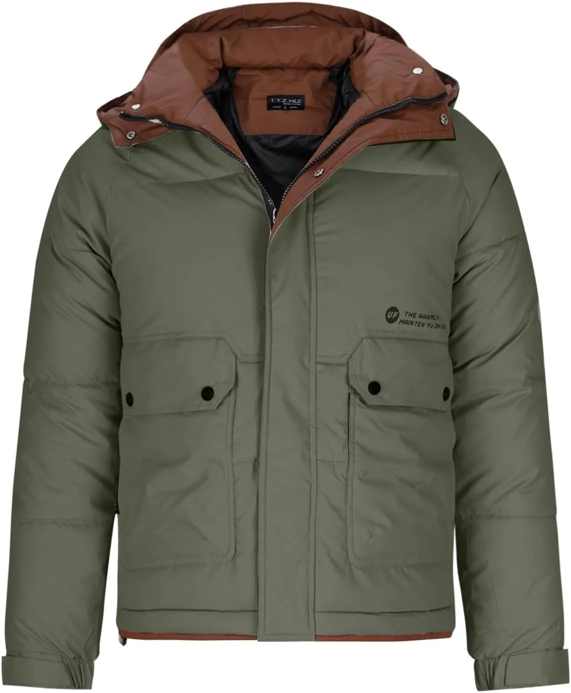 Puffer Jacket Men Hooded down Coat Zip up Padded Coat Plus Size Winter Jacket Thick Quilted Jacket Warm Insulated Coat