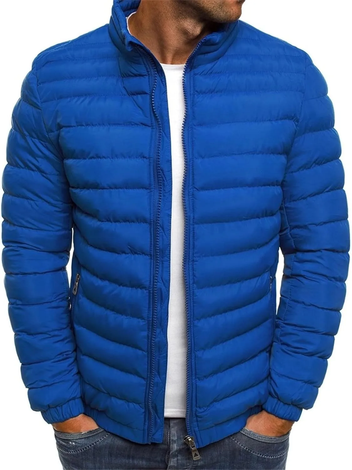 Puffer Jacket Men Packable Lightweight Down Jacket Zip up Quilted Jacket Warm Insulated Coats Thermal Winter Jacket