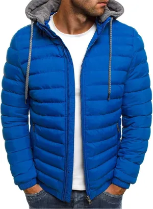 Puffer Jacket Men with Detachable Hood Packable Lightweight Down Jacket Zip up Quilted Jacket Warm Winter Jacket