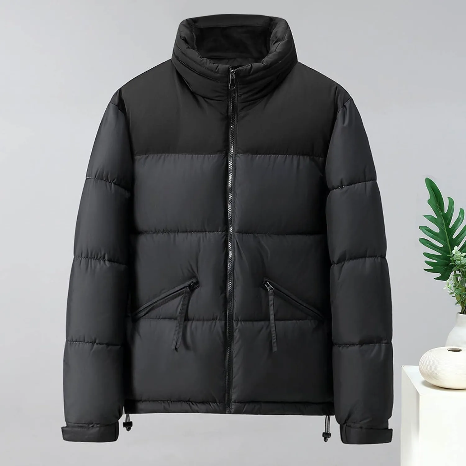Puffer Jacket Men Zip up Insulated Jacket Warm Winter Coat Plus Size Down Jacket Thick Quilted Jacket Padded Jacket