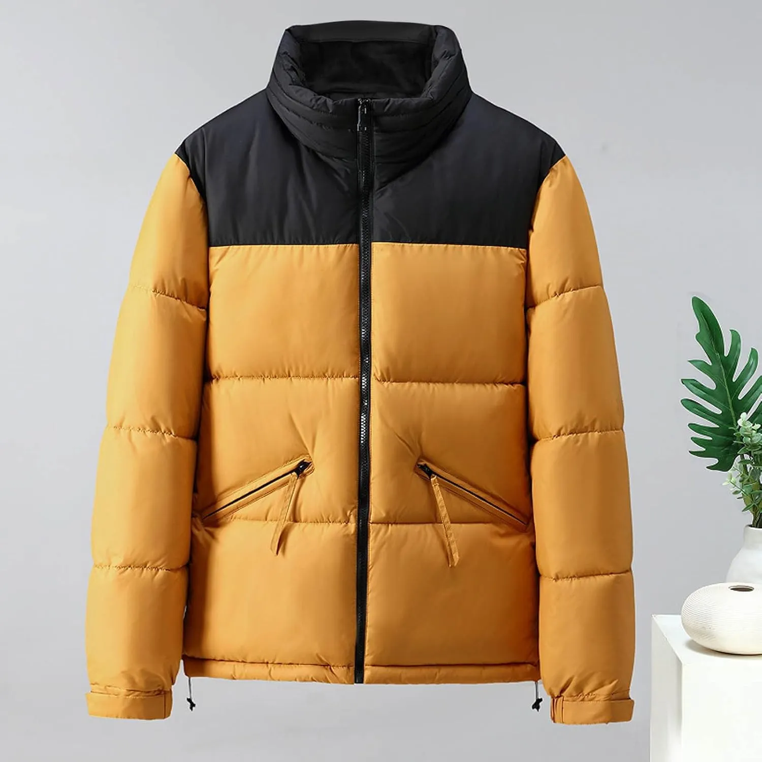 Puffer Jacket Men Zip up Insulated Jacket Warm Winter Coat Plus Size Down Jacket Thick Quilted Jacket Padded Jacket