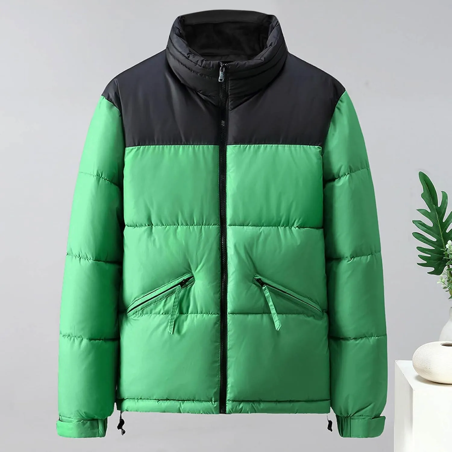 Puffer Jacket Men Zip up Insulated Jacket Warm Winter Coat Plus Size Down Jacket Thick Quilted Jacket Padded Jacket
