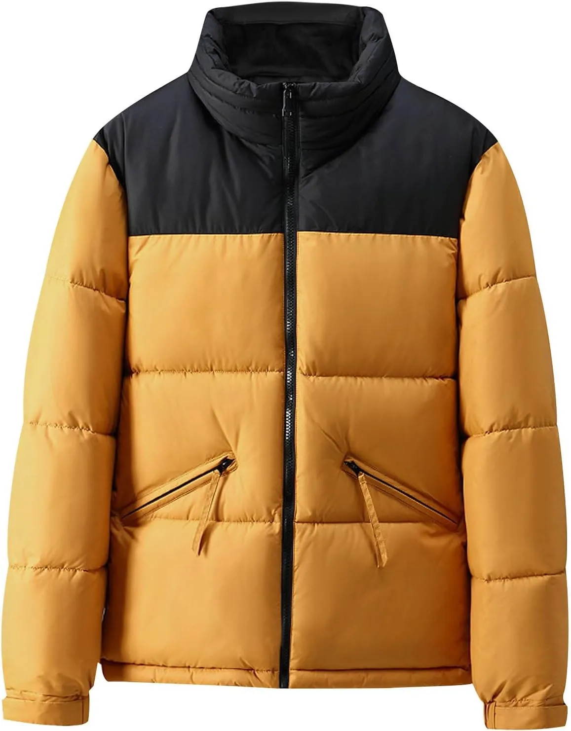 Puffer Jacket Men Zip up Insulated Jacket Warm Winter Coat Plus Size Down Jacket Thick Quilted Jacket Padded Jacket