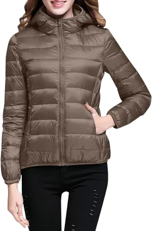 Puffer Jacket Womens 2024 Winter Warm Long Sleeve Packable Down Jacket Lightweight Fashion Hooded Puffer Coat Outwear