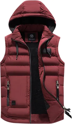 Puffer Vest Men Quilted Sleeveless Jackets Fashion Hooded utility Vests Winter Thermal Softshell down Vest Jackets
