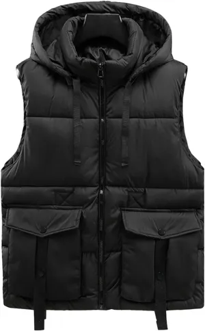 Puffer Vest Men Tactical utility Sleeveless Jacket Fashion Hooded Quilted Vests Winter Outdoor Softshell Thermal Outerwear