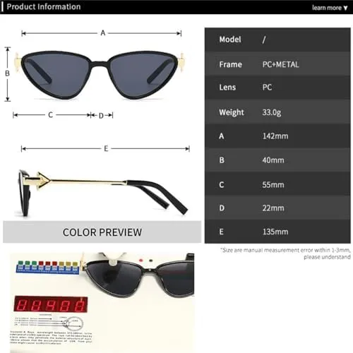 Punk Cat Eye Sunglasses Women Arrow Leg Vintage Men Sun Glasses Shades UV400