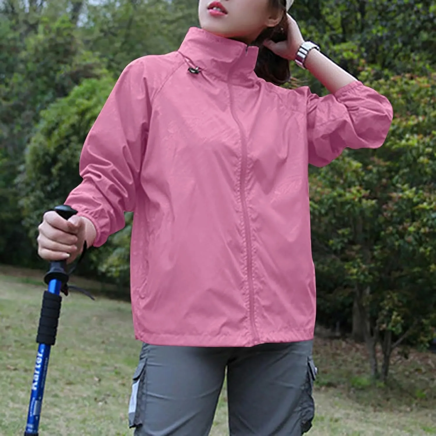 Rain Jacket Women Lightweight Hooded Raincoat Waterproof Windbreaker Jackets Packable Rain Coats with Pockets