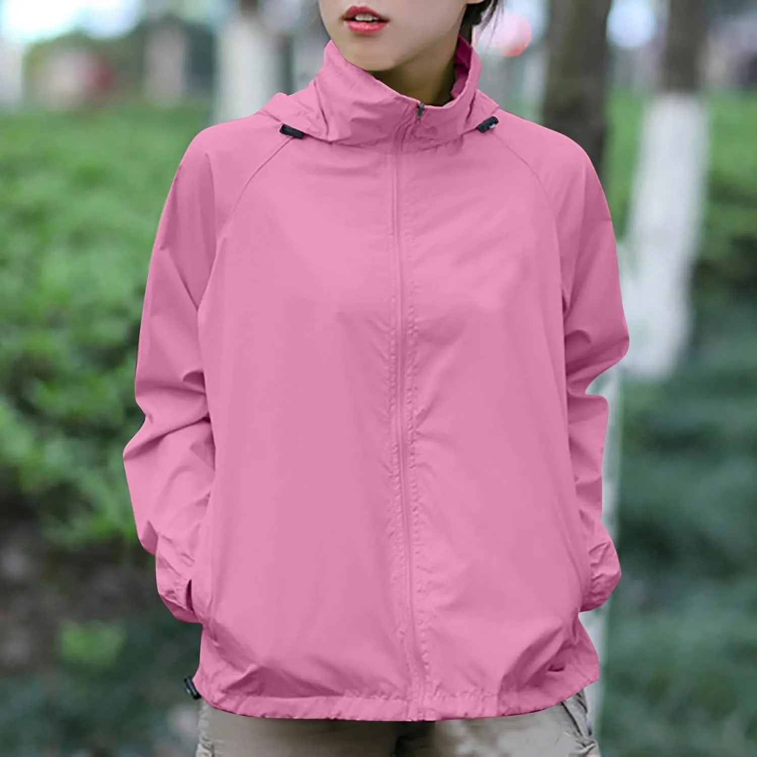 Rain Jacket Women Lightweight Hooded Raincoat Waterproof Windbreaker Jackets Packable Rain Coats with Pockets
