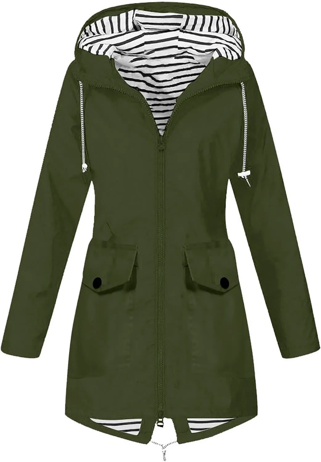 Rain Jacket Women Plus Size Hooded Raincoat Water Resistant Waterproof Jacket Lightweight Outdoor Windbreaker Jacket