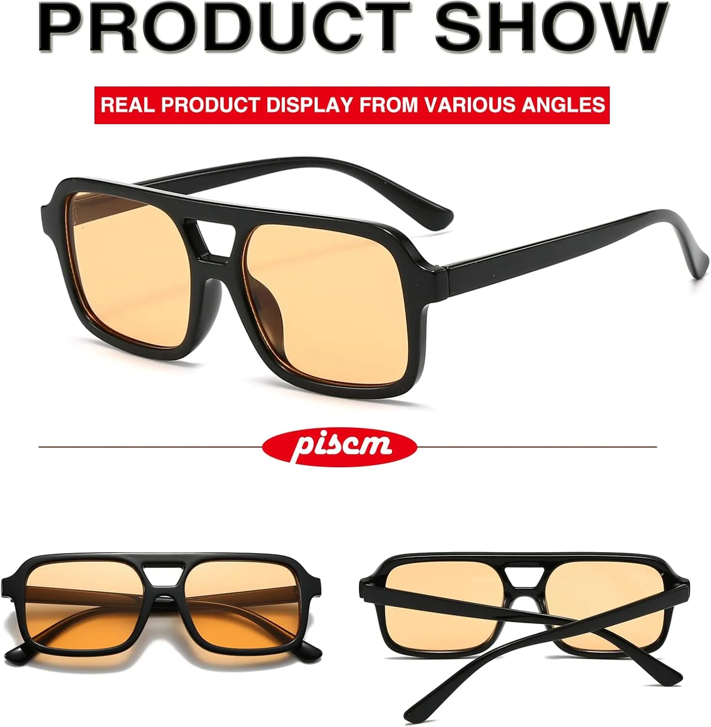Retro Square Aviator Sunglasses for Women Men 70s Tinted Square Aviator Sun Glasses Trendy Classic Shades