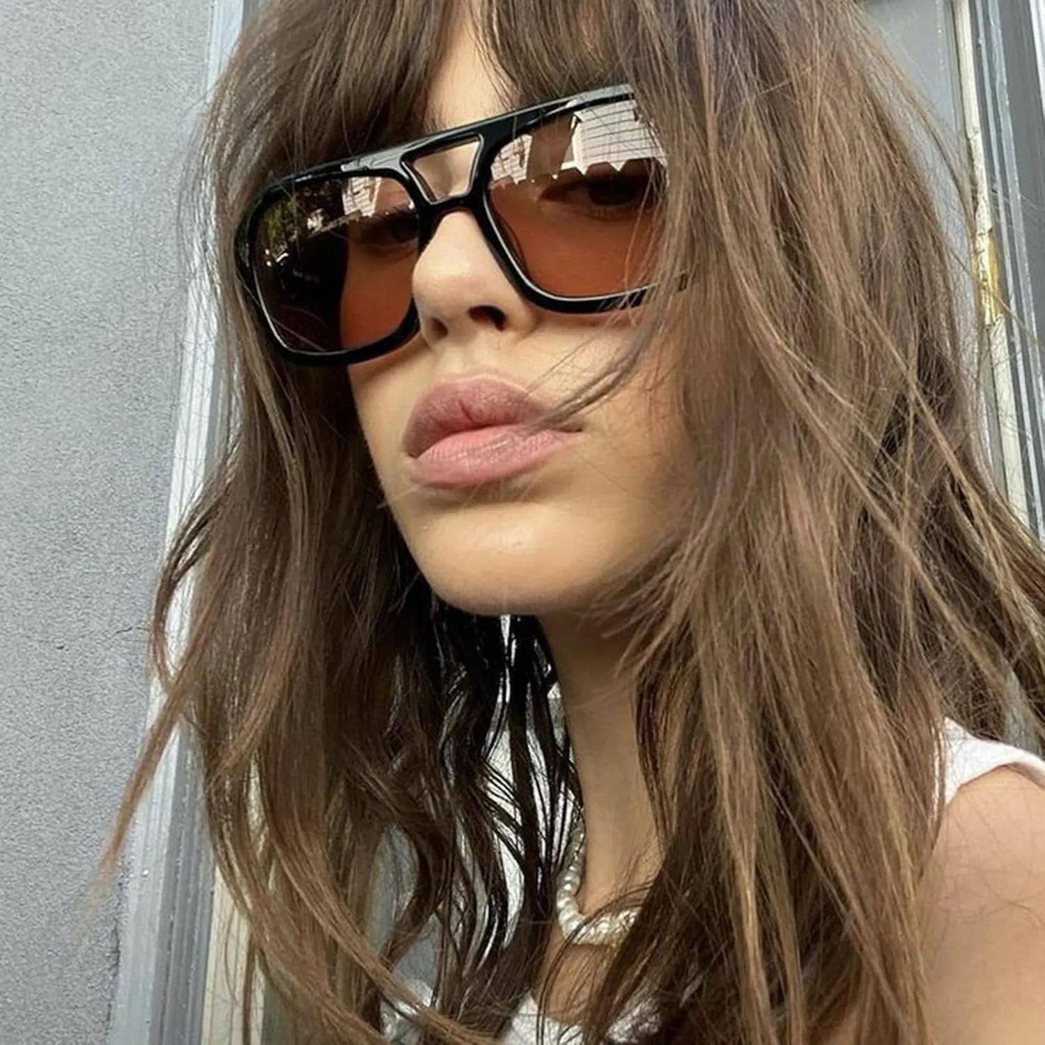Retro Square Aviator Sunglasses for Women Men 70s Tinted Square Aviator Sun Glasses Trendy Classic Shades
