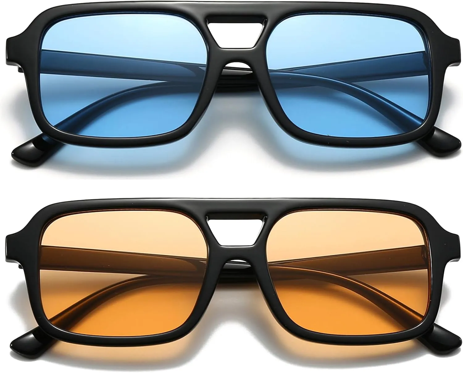 Retro Square Aviator Sunglasses for Women Men 70s Tinted Square Aviator Sun Glasses Trendy Classic Shades