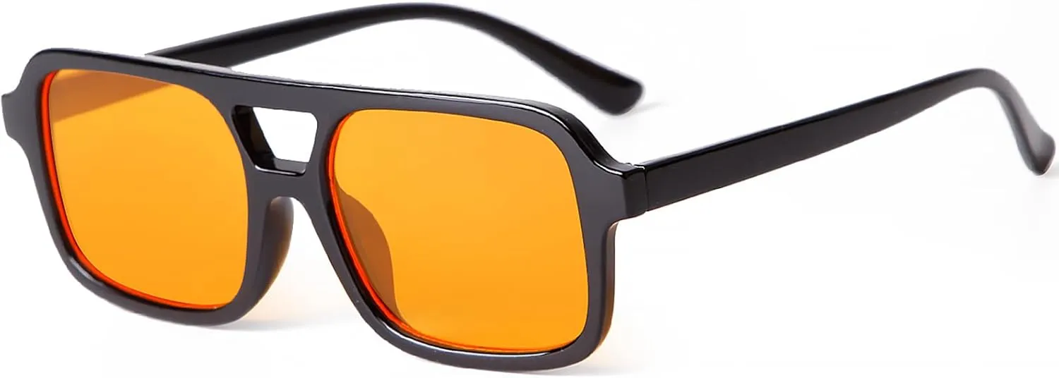 Retro Square Aviator Sunglasses for Women Men 70s Tinted Square Aviator Sun Glasses Trendy Classic Shades