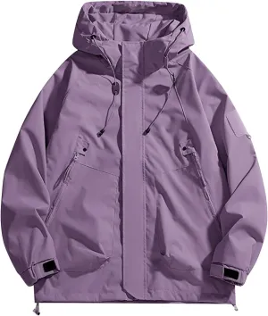 RTRDE Men's Camping Jackets Waterproof Windbreaker Rain Jacket Lightweight Proof Raincoat with Hood for Outdoor, M-3XL
