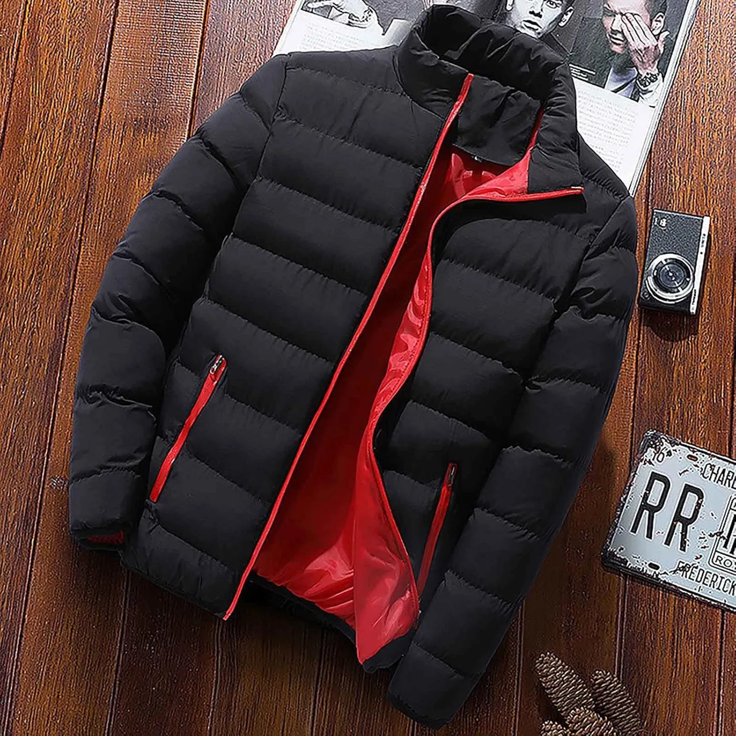 RTRDE Men's Down Jacket Lightweight Puffer Warm Winter Coats Windproof Insulated Jacket, L-5XL