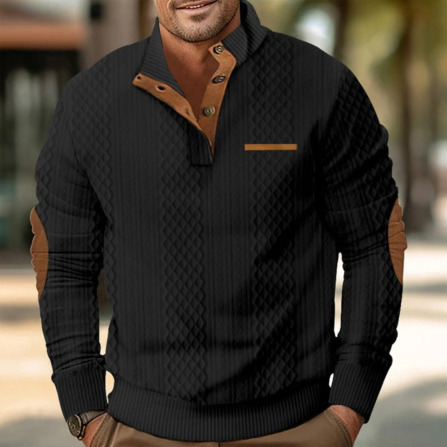 RTRDE Men's Pullover Shirts Long Sleeve Henley Shirts Mock Neck Lightweight Pullover Sweatshirts, M-3XL