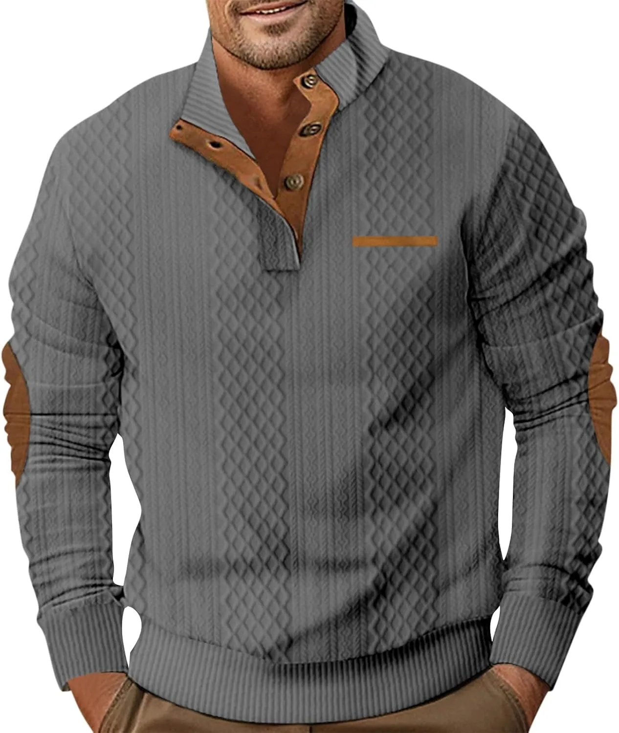 RTRDE Men's Pullover Shirts Long Sleeve Henley Shirts Mock Neck Lightweight Pullover Sweatshirts, M-3XL