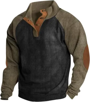 RTRDE Men's Pullover Sweatshirts Button Sweatshirt Long Sleeve Sweaters No Hood Tops Casual Sweatshirt, S-3XL