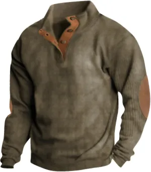RTRDE Men's Pullover Sweatshirts Button Sweatshirt Long Sleeve Sweaters No Hood Tops Casual Sweatshirt, S-3XL