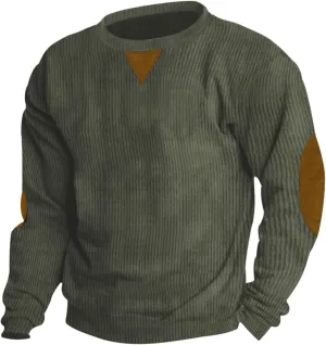 RTRDE Men's Sweatshirts Crewneck Corduroy Pullover Sweatshirt Crewnecks Long Sleeve Casual Sweatshirts, S-3XL