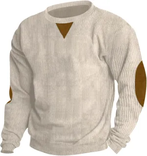 RTRDE Men's Sweatshirts Crewneck Corduroy Pullover Sweatshirt Crewnecks Long Sleeve Casual Sweatshirts, S-3XL