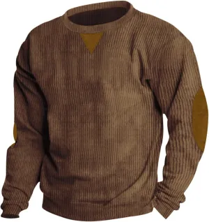 RTRDE Men's Sweatshirts Crewneck Corduroy Pullover Sweatshirt Crewnecks Long Sleeve Casual Sweatshirts, S-3XL