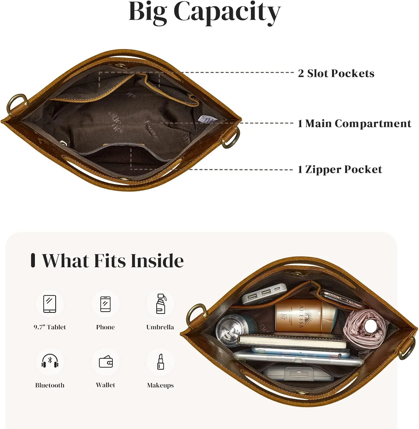 S-ZONE Women Vintage Genuine Leather Crossbody Bag Distressed Foldable Clutch Top Handle Handbag Purse