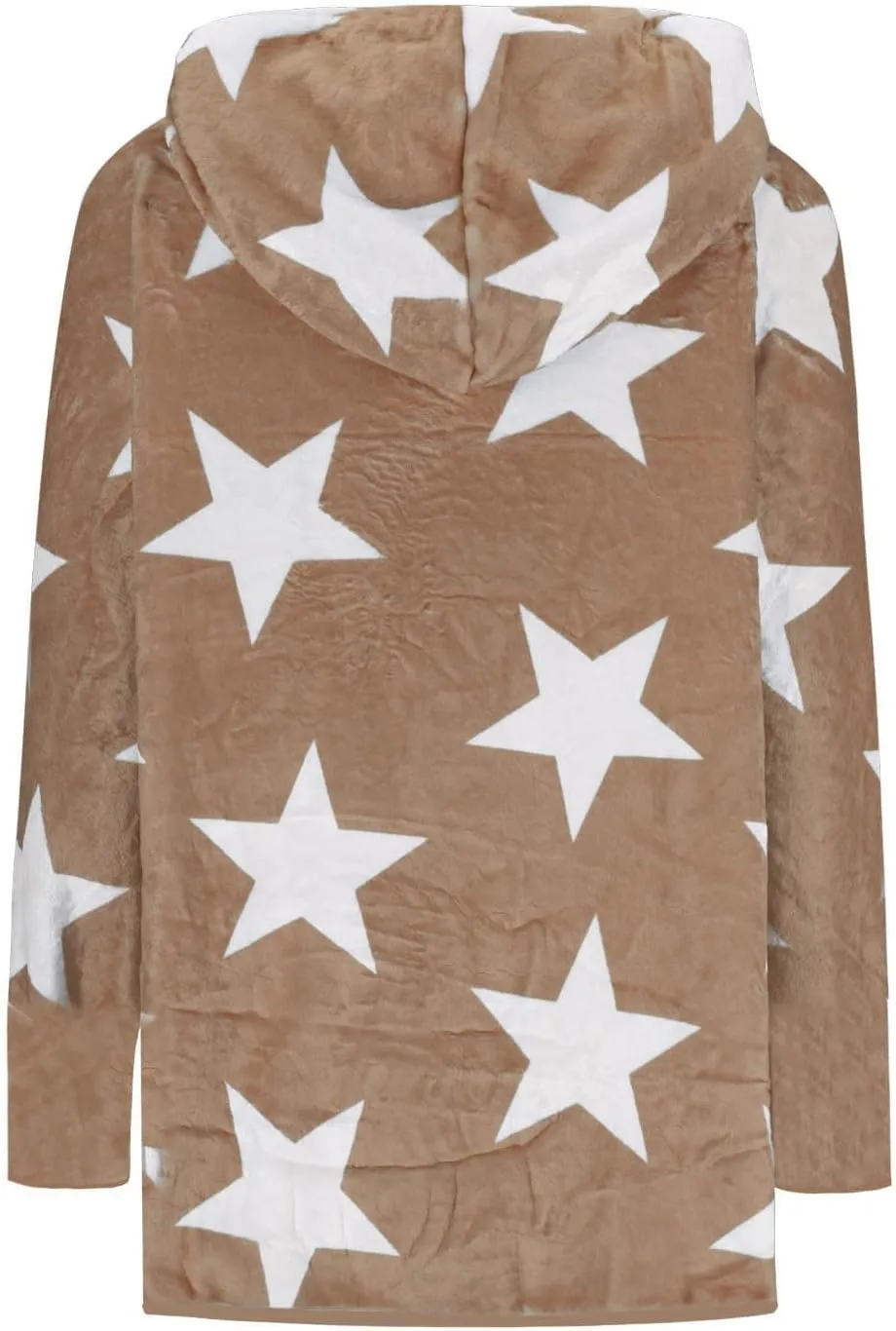Sherpa Jacket Women Fuzzy Fleece Open Front Hooded Cardigan Cute Star Graphic Hoodie Fluffy Warm Winter Coats Outwear